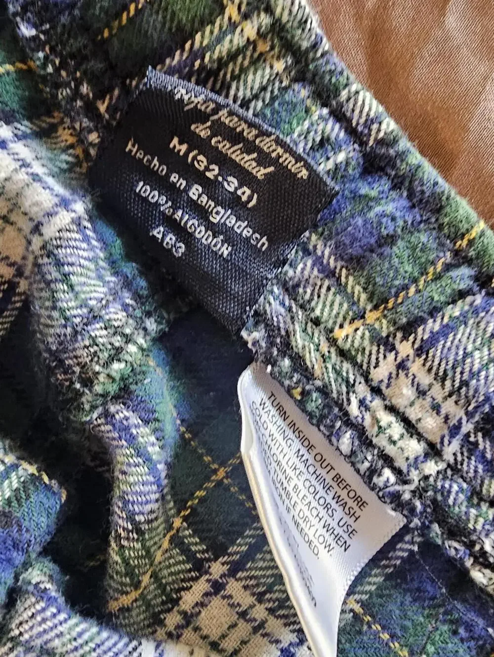 Blue Green Plaid Cotton Lounge Pants Size M
